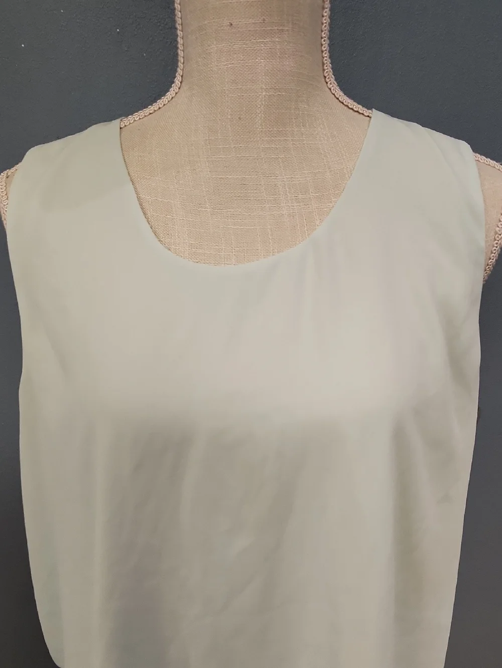 Metaphor Sheer Chiffon Layered Sleeveless Flowy Key Hole Blouse Preppy Office